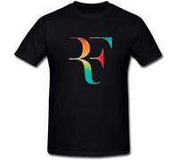 QIAOLUOQI Whitey Stenhouse Short Sleeve Men's Roger Federer RF Logo T Shirt Size Black M