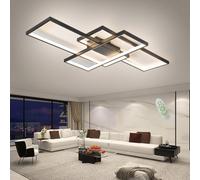Qiaomao Luminaire Plafonnier LED Noir (90x50x9cm) Moderne Plafonnier Salon avec Télécommande, Géométrique Éclairage Intérieur, Éclairage de Plafond pour Salon Chambre Bureau Salle à Manger Couloir