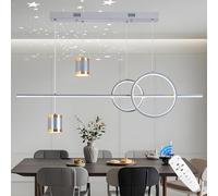 Qiaomao Moderne Dimmable Suspension LED 120cm Hauteur Réglable Lustre de Table à Manger 49 W Ciel étoilé Suspensions D'éclairage Intérieur Lustre Salon avec Télécommande Lampe Suspendue, Gris