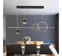 Qiaomao Moderne Dimmable Suspension LED 120cm Hauteur Réglable Lustre de Table à Manger 49 W Ciel étoilé Suspensions D'éclairage Intérieur Lustre Salon avec Télécommande Lampe Suspendue, Noir