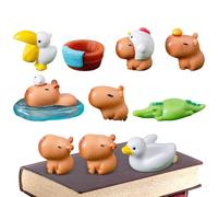 Qiaonan Figurines Miniatures de Capybara, Figurines d'animaux de Dessin animé,10 pièces Ornements de Bureau en résine d'animaux de Dessin animé - Accessoires de décoration et de Photographie du Parc
