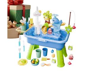 Qiaonan Table à eau pour enfants, évier de cuisine, jouet avec pompe à eau et accessoires, table de jeu d'eau d'extérieur avec jeu de pêche pour enfants et filles de 3 à 8 ans, 54 x 29 x 53 cm