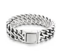 Qiaonitu 20 mm Heavy Punk Vintage Épais Poli Biker Chaîne Bracelet Homme Hiphop Acier Inoxydable Tresse Homme Jonc Bijoux, 8.26inches, Acier inoxydable, Pas de gemme