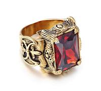 Qiaonitu Bague punk rock en acier inoxydable doré pour homme et femme, bague en forme de griffe de dragon, bague gothique en cristal, multicolore, taille 8-13, Cristal