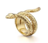 Qiaonitu Bague serpent punk gothique pour homme et femme en acier inoxydable doré argenté noir manchette serpent bague cool déclaration cycliste bagues fantaisie bijoux taille 7# -12#, Acier