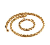 Qiaonitu Bijoux 6 mm-8 mm en acier inoxydable pour homme et femme Chaîne torsadée 61 cm (Or 8 mm)