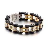 Qiaonitu Bijoux lourd homme femme acier inoxydable moto bicolores bicolores chaîne bicolores bicolores bicolores, Acier, Pas de gemme