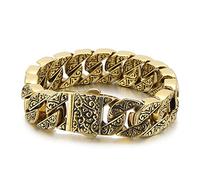 Qiaonitu Bracelet à chaîne cubaine en acier inoxydable argenté pour homme et femme 17 mm, 21cm, Acier inoxydable, Pas de gemme