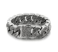 Qiaonitu Bracelet à chaîne cubaine en acier inoxydable argenté pour homme et femme 17 mm, 21cm, Acier inoxydable, Pas de gemme