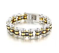 Qiaonitu Bracelet en acier inoxydable pour homme - Chaîne de motard - Large bracelet de moto lourd - Bijoux pour homme, 8 6 inch, Acier allié, NA.