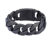 Qiaonitu Bracelet gourmette cubain en acier inoxydable plaqué or 18 carats pour homme et femme 24 mm, 21.5cm, Acier inoxydable, Pas de gemme