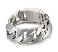 Qiaonitu Bracelet gourmette cubain en acier inoxydable plaqué or 18 carats pour homme et femme 24 mm, 21.5cm, Acier inoxydable, Pas de gemme