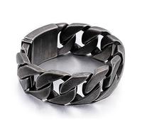 Qiaonitu Bracelet gourmette cubain en acier inoxydable plaqué or 18 carats pour homme et femme 24 mm, 23cm, Acier inoxydable, Pas de gemme