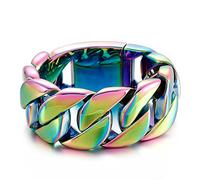 Qiaonitu Bracelet gourmette pour homme en acier inoxydable argenté doré 31 mm, 24cm, Acier inoxydable, Pas de gemme