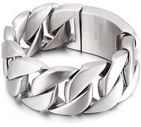 Qiaonitu Bracelet gourmette pour homme en acier inoxydable argenté doré 31 mm, One Size, Acier inoxydable, Pas de gemme