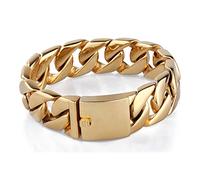 Qiaonitu Bracelet gourmette pour homme en acier inoxydable doré 20 mm