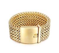 Qiaonitu Bracelet maille gourmette cubaine en acier inoxydable doré pour homme 18 mm 30 mm, 9inches, Acier inoxydable, Non