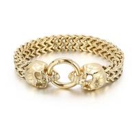 Qiaonitu Bracelet punk en acier inoxydable avec breloque tête de mort pour homme - Chaîne en maille argentée - 19,1 à 22,9 cm, 23cm, Métal, Oxyde de zirconium