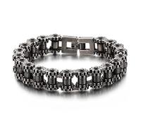 Qiaonitu Bracelet punk rock lourd de 13 mm pour homme et femme - Chaîne de moto arc-en-ciel - Bijoux en acier inoxydable doré et noir poli, 23*1.3 centimeter, Acier inoxydable, Pas de gemme