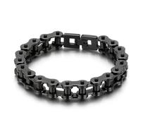 Qiaonitu Bracelet punk rock lourd de 13 mm pour homme et femme - Chaîne de moto arc-en-ciel - Bijoux en acier inoxydable doré et noir poli, 23cm, Acier inoxydable, Pas de gemme