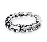 Qiaonitu Bracelet vintage Viking Dragon pour homme et femme - Bijoux en acier inoxydable lourd - Bijoux hip-hop pour motards, 23CM, Acier inoxydable, Pas de gemme