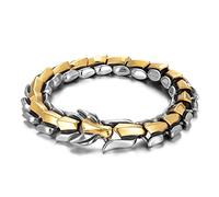 Qiaonitu Bracelet vintage Viking Dragon pour homme et femme - Bijoux en acier inoxydable lourd - Bijoux hip-hop pour motards, 23CM, Acier inoxydable, Pas de gemme