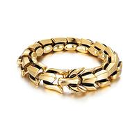 Qiaonitu Bracelet vintage Viking Dragon pour homme et femme - Bijoux en acier inoxydable lourd - Bijoux hip-hop pour motards, 23CM, Acier inoxydable, Pas de gemme