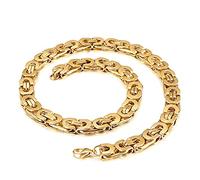 Qiaonitu Chaîne byzantine en acier inoxydable pour homme et femme - 6 mm/8 mm/10 mm - Couleur or et argent - Chaîne plate - Bijoux, 10Mm Wide, Acier inoxydable, Pas de gemme