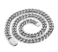 Qiaonitu Chaîne cubaine en acier inoxydable plaqué or 18 carats 8/10/12 mm pour homme et femme, style hiphop, en acier inoxydable, sans pierre précieuse