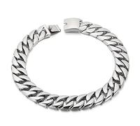 Qiaonitu Chaîne cubaine lourde et épaisse de 24 mm pour homme et femme, style hip-hop, Miami, or 18 carats, argent 316L, en acier inoxydable 316L, bijoux de 40,6 à 71,1 cm, 45cm, Acier inoxydable, Pas