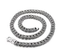 Qiaonitu Chaîne cubaine rétro pour homme et femme, 12 mm, style hip-hop, en acier inoxydable, noir, 50,8 à 71,1 cm, 45cm, Acier inoxydable, Pas de gemme