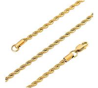 Qiaonitu Chaîne torsadée en acier inoxydable 2 mm/3 mm pour homme, 20,23,6 cm - Doré, Acier allié