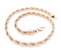 Qiaonitu Chaîne torsadée en acier inoxydable plaqué or 18 carats 4 mm, 5 mm, 6 mm, 7 mm, 8 mm, bijoux pour homme et femme, 50cm, Acier inoxydable, Pas de gemme