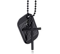 Qiaonitu Collier avec pendentif en forme de croix en acier inoxydable pour homme - Chaîne rolo militaire de 76,2 cm, Métal, Non connu