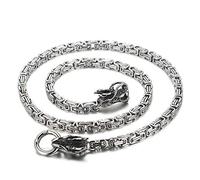 Qiaonitu Collier avec pendentif en forme de tête de dragon - En acier inoxydable - Or 18 carats - Chaîne à maillons byzantins - Pour homme, 72cm, Métal, Zircone cubique