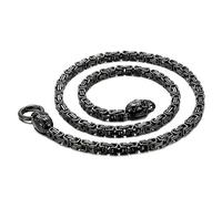 Qiaonitu Collier avec pendentif en forme de tête de mort, style punk, hip-hop, en acier inoxydable, chaîne à maillons byzantins, pour homme, bijoux tendance, 72cm, Métal, Zircone cubique