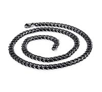 Qiaonitu Collier ras du cou à maillons cubains vintage 5/8 mm pour homme punk hip-hop en acier inoxydable noir, 55cm, Acier inoxydable, Pas de gemme