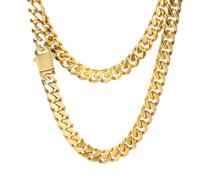 Qiaonitu Collier ras du cou en acier inoxydable argenté 18 carats plaqué or 18 carats pour homme et femme, style hiphop, 60 cm, sans pierre précieuse