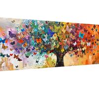 Qiaoqoo Papillon Peinture Diamant Adulte,Arbre Diamond Painting Grand Format 75x30cm Broderie Diamant Kit Complet, Painting Diamant Enfant Strass Point de Croix pour Décoration Chambre
