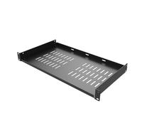 QiaoYoubang Étagère universelle 1U - Plateau cantilever ventilé en acier de 25,4 cm de profondeur pour montage d'étagère d'équipement réseau de 48,3 cm, noir (25,4 cm)