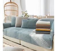 QIAQ Housse de canapé en peluche douce 1 2 3 4 places, Housses de canapé antidérapantes pour canapé d'angle en forme de L, Protecteur de meubles lavable, Housses de coussins de canapé (70x120 cm, Bleu
