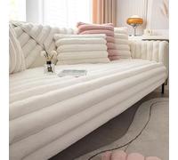 QIAQ Housses de canapé 1 2 3 4 places, Housse de canapé d'angle en peluche de lapin épais en forme de L pour salon, Housse de canapé super douce (90x280 cm, Blanc)