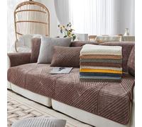 QIAQ Housses de canapé en peluche douce 1 2 3 4 places, housses de canapé antidérapantes pour L d'angle, protecteur de meubles lavable, housses de coussin de canapé (110x210 cm, brun)