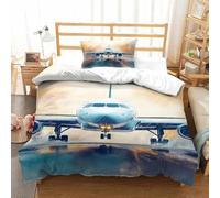QIAVXZIP 3D Géométrique Passenger Avions Sets Housse De Couette 2 Pièces Literie avec 1 Taie d'oreiller Fermeture Éclair pour Adultes Enfants Filles Single（135x200cm）