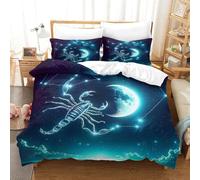 QIAVXZIP 3D Géométrique Scorpion Sets Housse De Couette 3 Pièces Animaux Parure De Lit avec 2 Taie d'oreiller Fermeture Éclair pour Adultes Enfants Filles Super King(260x220cm)