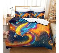 QIAVXZIP 3D Imprimé Dragon Quest Sets Housse De Couette 3Pcs Literie avec 2 X Taies d'oreiller Fermeture Éclair pour Adultes Enfants Filles King（220x240cm）