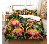 QIAVXZIP 3D Imprimé Flamingos Roses Sets Housse De Couette 3 Pièces Parure De Lit avec 2 X Taies d'oreiller Fermeture Éclair pour Adultes Enfants Filles Double（200x200cm）