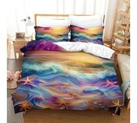 QIAVXZIP 3D Imprimé Plage rêve Sets Housse De Couette 3 Pièces Parure De Lit avec 2 Taie d'oreiller Fermeture Éclair Microfibre King（220x240cm）