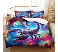 QIAVXZIP 3D Imprimé Scorpion Sets Housse De Couette 3 Pièces Animaux Parure De Lit avec 2 X Taies d'oreiller Fermeture Éclair Microfibre Super King(260x220cm)