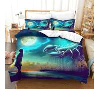 QIAVXZIP 3D Imprimé Scorpion Sets Housse De Couette 3Pcs Animaux Parure De Lit avec 2 Taies d'oreiller Fermeture Éclair Microfibre Super King(260x220cm)